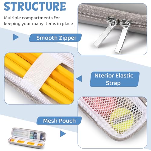 Mudder Hard Shell Slim Pencil Case Small Pen Bag Stylus Case Holder EVA Waterproof Pocket Protectors Organizer for Fountain Pen Headphones Traveller Adults(Gray) - color: Gray