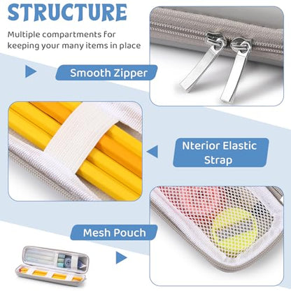 Mudder Hard Shell Slim Pencil Case Small Pen Bag Stylus Case Holder EVA Waterproof Pocket Protectors Organizer for Fountain Pen Headphones Traveller Adults(Gray) - color: Gray
