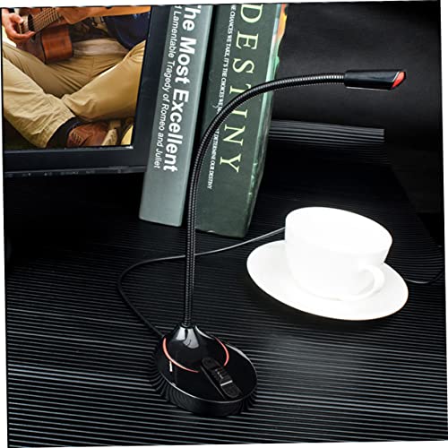 Hemoton Portable Microphone Stand Gooseneck Round Base Desktop Bracket for Online Meetings and Broadcasts Black Version