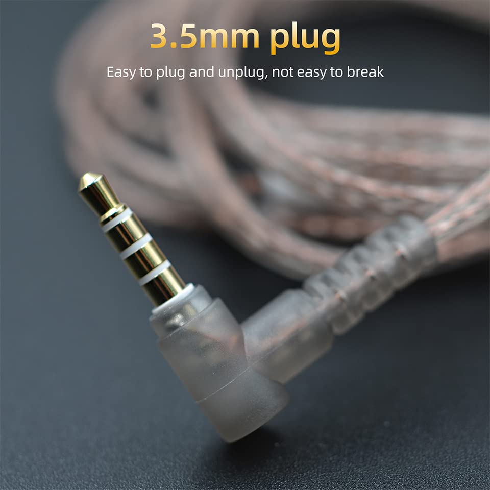 2Pin 0.75MM Oxygen-Free Copper Transparent Earphone Replacement Cable in-Ear Headphone Upgrade Cable for KZ ZS10 ZST ZSR ED12 EDX ES4 ES3 AS06 BA10 AS10 ZST-X Headphones (with Mic, B Pin) - size: B Pin, style: With Mic