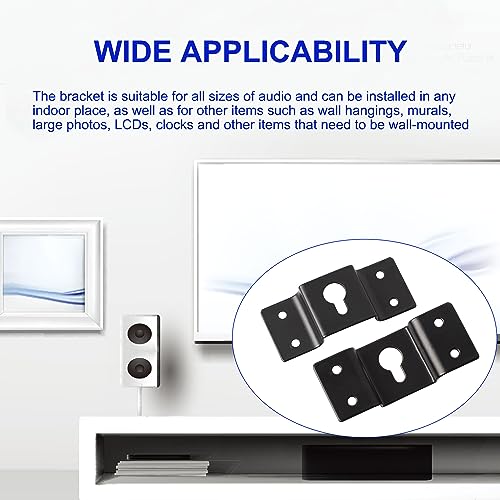 uxcell 5 Pcs Wall-Mounted Speaker Hanging Brackets, 7cm Long Speaker Mounting Clothing Rack Iron Hanger Plate Accessories for Surround Sound Box Audio Speaker, Black