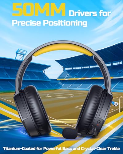 BINNUNE Wireless Gaming Headset — 2.4GHz Low-Latency USB Dongle + Bluetooth, 50mm Drivers 7.1 Surround, Noise-Cancelling Mic, 40H Battery — Over Ear Wireless Headphones for PS5, PC, Laptop, Yellow - color: Yellow, style: For PS5