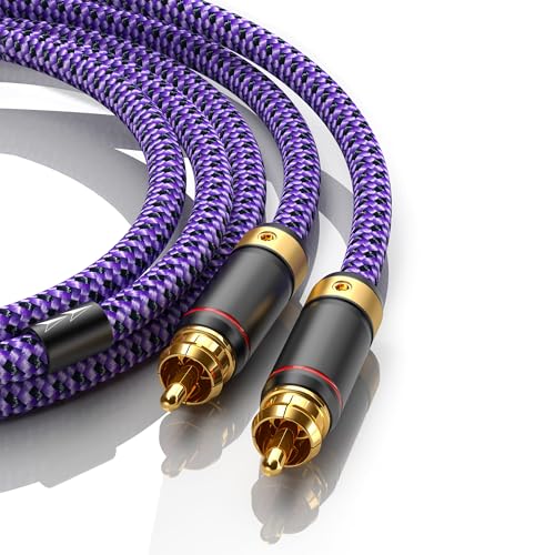 Auidophile 2 RCA Male to 2 RCA Male Stereo Audio Cable Gold Plated | HiFi System Interconnect Cable Purple (9.8FT/3M) - size: 9.8FT/3M