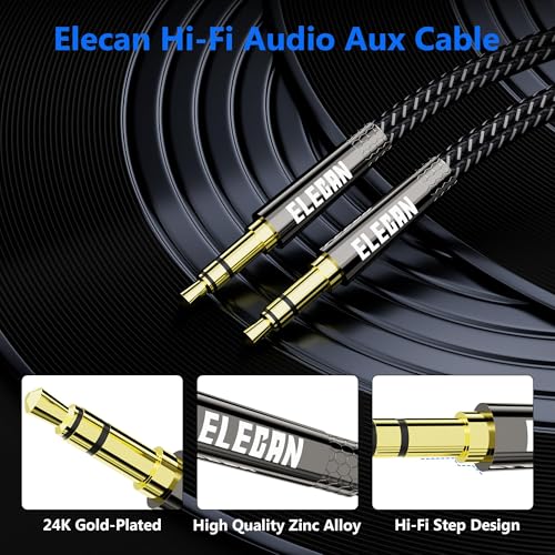 3.5mm AUX Cable 35 Ft (Hi-Fi Sound-Zinc Alloy Case-OD 3.5MM-Ultra Slim&Soft) Auxiliary Stereo Audio Cable Braided 1/8 inch 3.5 mm AUX Cord for Headphones,Car,Home Stereos, Speaker,Phones - size: 35FT-1PK, style: Straight to Straight