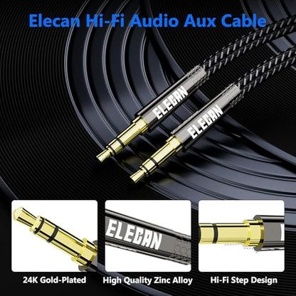 3.5mm AUX Cable 35 Ft (Hi-Fi Sound-Zinc Alloy Case-OD 3.5MM-Ultra Slim&Soft) Auxiliary Stereo Audio Cable Braided 1/8 inch 3.5 mm AUX Cord for Headphones,Car,Home Stereos, Speaker,Phones - size: 35FT-1PK, style: Straight to Straight