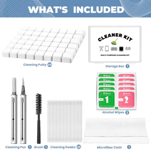 Upgraded for Airpod Cleaner Kit (81 PCS), Multi-Tool with Cleaning Pen, Putty & Swabs, Removes Earwax & Dust, Compatible with AirPods Pro 2 3, Earbud, Headphones, Phone & Charging Port, White - color: White