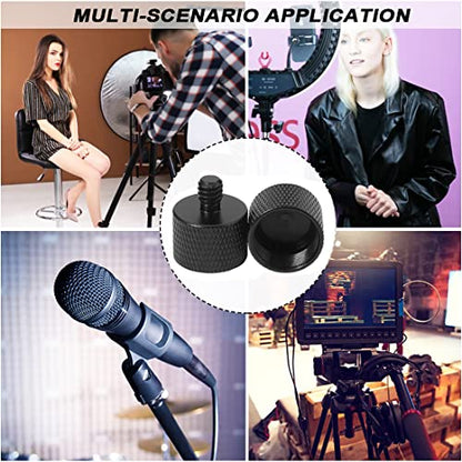 8 Pcs Mic Stand Adapter 5/8 Female to 3/8 Male and 3/8 Female to 5/8 Male, 5/8 Female to 1/4 Male and 1/4 Female to 5/8 Male Screw Thread Adapter Mic Thread Adapter Set for Microphone (Black) - color: Black