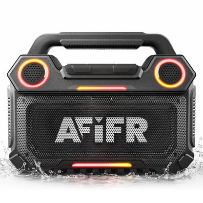 Outdoor Bluetooth Speaker, 160W Loud Bass! Rugged, IP67 Waterproof, 24H Playtime with Lights, Wireless TWS Pairing Portable Speakers for Party, Outsides, Travel, Beach, Garage (Black) | Rugged portable speaker with deep bass, LED lights, TWS pairing for p