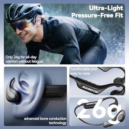 MONODEAL Bone Conduction Headphones Open Ear Bluetooth Running 10H
