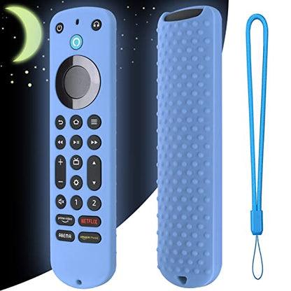 Silicone Cover for Voice Remote Pro 2022, Silicone Case Cover for Voice Remote Pro 2022 with Lanyard (Glow Blue) - color: Glow blue