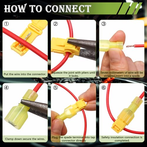 Twidec/Quick Splice Wire Terminals T-TAP Disconnect Self-Stripping 22-10 AWG with Nylon Fully Insulated Male Spade Electrical Terminals Kit for Automotive Marine - color: Multicoloured Nylon 80PCS