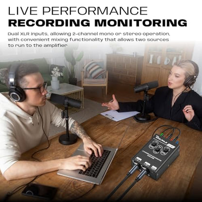 Bolanle P1-Pro 2-Channel Personal in-Ear Monitor Amplifier, Black | Stereo headphone amp with dual XLR/TRS inputs, mono/stereo switching, mix/balance, 3.5 mm output, USB-C 5V or 2 AAA power - color: P1 PRO(Black)