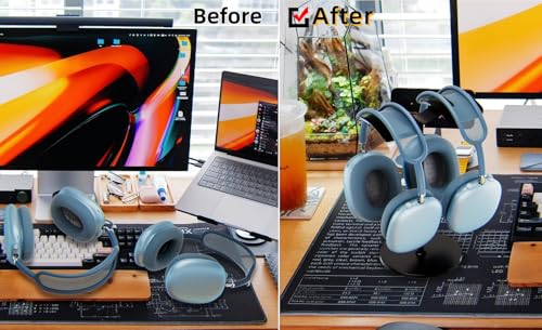 NQQNQQ【1PACK Aluminum Dual Headphone Stand for Over-Ear Gaming Headsets – Heavy Base Holder Compatible with Beats, Bose, ATH, AKG. DJ-O (Silver) - color: Silver