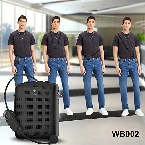 WinBridge Voice Amplifier with Bluetooth, Portable Speaker and Microphone | Wireless Mic Headset Speaker for Teachers, Tour Guide, Public Speaking, Fitness Instructors, Features Mute, 15W WB002 - color: Black