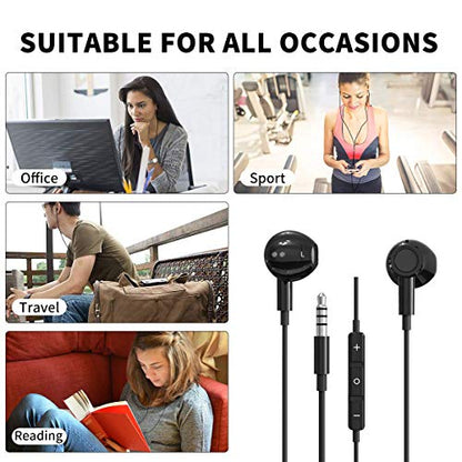 3.5mm HiFi Stereo Earbuds Wired Headphones Earphones w Mic Volume Control for Moto G Stylus Power Pure Play Google Pixel 4a 5a 3a Samsung Galaxy S10 S9 Plus S10e A03s A23 A52 A14 A13 A12 A52 TCL 30 SE