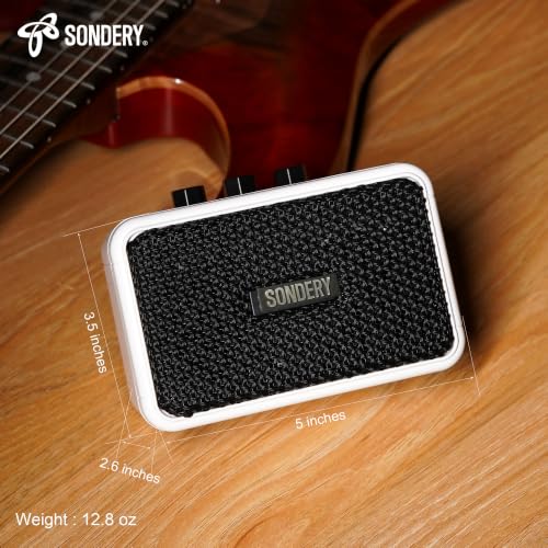 Sondery Portable Mini Guitar Amp,Rechargeable 5W Small Electric Amplifier | With Overdrive/Clean Effects and Bluetooth,Two Speakers,For Practice and Traveling,White - color: White