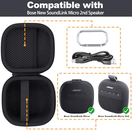 Hard Case for Bose SoundLink Micro 2nd Gen Portable Bluetooth Speaker - color: Black Case