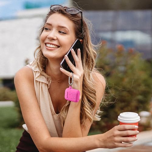 Lerobo for AirPod Case 2nd/1st Generation with Keychain | Flower Engraved Soft Silicone Cover for AirPods 2 Case, Wireless Charging, Shockproof, One-piece Design, Rose Pink - color: Rose Pink
