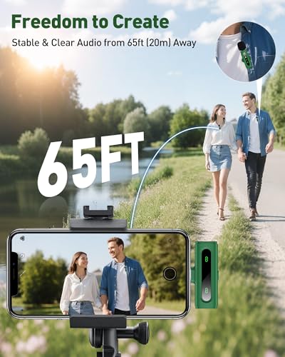 USB C Wireless Lavalier Microphone for iPhone, iPad & Android Phone, Green - color: Green, size: Without Charging Case