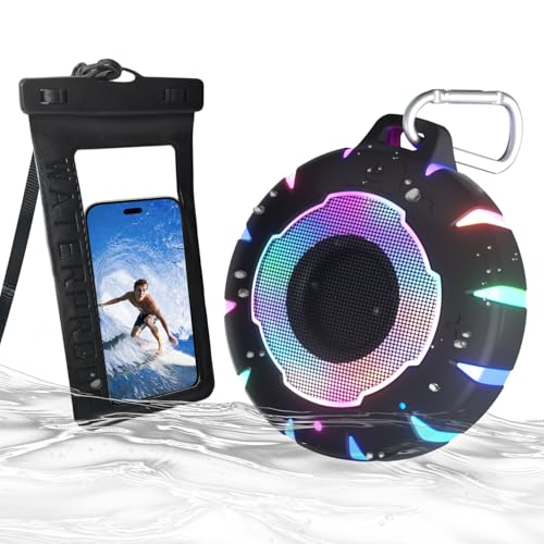 HEYSONG Bluetooth Shower Speaker + Waterproof Phone Pouch – Rugged & Ready for Any Wet Adventure - color: Black Speaker+Phone Pouch