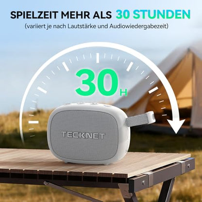 TECKNET Portable Bluetooth Speaker with Deep Bass, IP67 Waterproof Shower Speaker, 30H Playtime, Magnetic Design, TWS Pairing Wireless Speaker for Home & Outdoor,White,New - color: White
