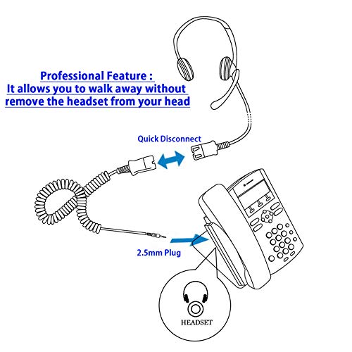 2.5mm Phone Telephone Headset - Best Pro Noise Cancel Binaural Office Headset Compatible with Cisco SPA, Panasonic, Vtech, Uniden and Cordless Dect Phones Plus Compatible with Plantronics QD - size: Pro Binaural
