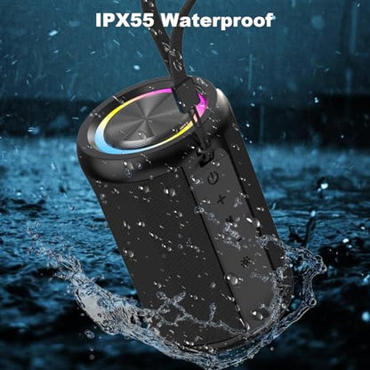 Small Portable Bluetooth Speaker with RGB Light, Clear Stereo Sound, Wireless Speaker Bluetooth 5.4, TWS Pairing, AUX & TF Card Input for Bedroom, Desk, Travel, Home