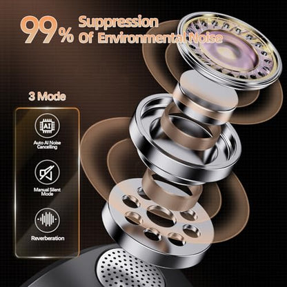 Wireless Lavalier Microphone for i Phone Android,Mini Clip-on/Magnetic Mic with 3-Mode Noise Cancellation,100FT Range,30H Battery Charging Case for USB-C Smart Device Vlog/Video Recording/Interview
