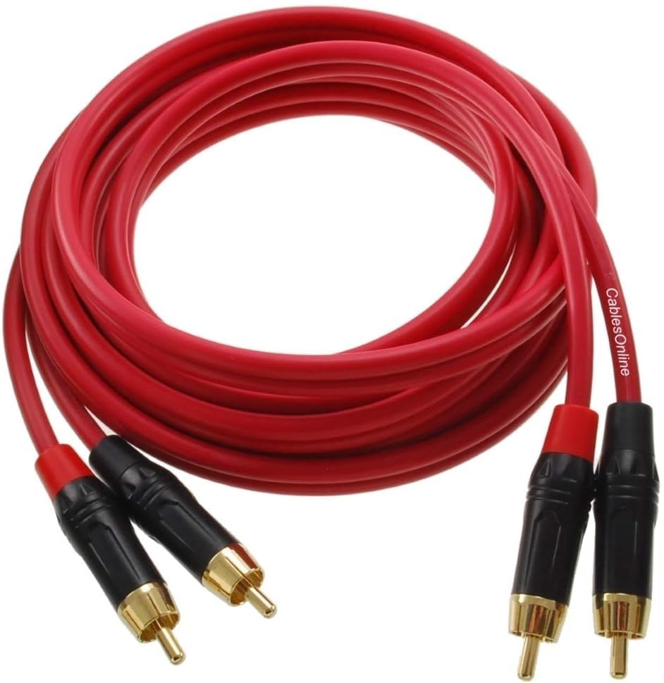 CablesOnline, 15ft. Two-RCA Male to Two-RCA Male Gold-Plated Ultra-Flexible Red Premium Audio Cable, AV-415QR - size: 15ft.
