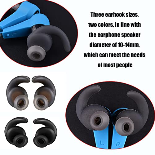 3 Pairs Silicone Hooks Eartip Eartips Earbuds Eargels Compatible with Synchros Reflect BT Sports Wireless Bluetooth Earphones(Black)