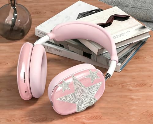 [4 in 1] Case Cover for AirPods Max 2/1 (2026/2024/2020) Ear Pad Case/Headband Cover/Ear Cups with Bling Star for Apple AirPods Max Headphones (Pink Stars Sets(4 in 1)) - color: Pink Stars Sets(4 in 1)