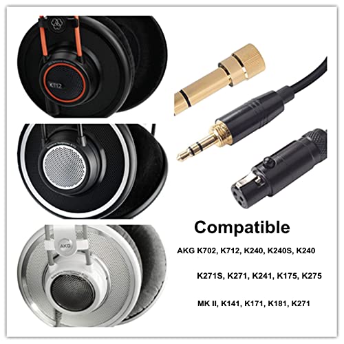 K240 Cable, Coiled AUX Cord Compatible with AKG K240 K240S K240 MKII - Q701 K702 K712 K141 K171 K181 K271 K271S K371 K241 K175 K275 K712 PRO K553 MKII M220 Headphone with 6.35mm Adapter