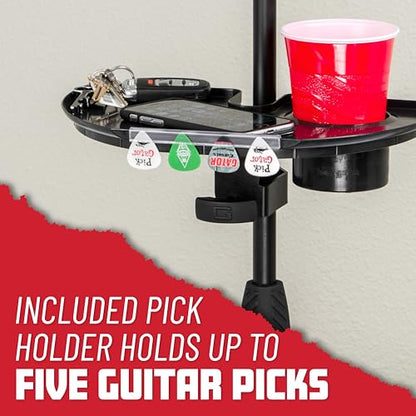 Gator Frameworks Microphone Stand Accessory Tray with Drink Holder and Guitar Pick Tab, 12" x 7" (GFW-MIC-ACCTRAY) (Pack of 6) - size: 12" x 7" Standard Tray - 6 Pack, style: Standard Tray