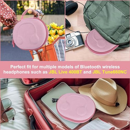 EVA Hard Case for JBL Live 770NC/670NC/660NC/650BT/460NC/400BT/500BT and JBL Tune 770NC/710BT/720BT/700BT/750BT/520BT/510BT/760NC/660NC/500/E45BT Wireless Headphone - Pink Case+Inside Black - color: Pink Case+Inside Black