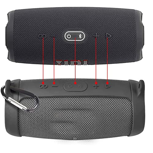 JB charge 5 Bluetooth Speaker Silicone protecitve Case protable, JB charge 5 Travel Carrying Case with Shoulder Strap and Carabiner (Black) - color: Black