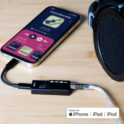 S.M.S.L D10 Headphone Amplifier USB Potrable Dac with 3.5mm & 4.4mm Balacnced Dual Mini Audio Amp Outputs Support 500mw 16ΩDSD256 PCM 32bit/384khz Hi-Res Earphone Amp for Smartphones/PC/Laptops(Black) - color: Black