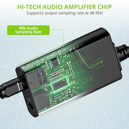 LiNKFOR Analog to Digital Audio Converter RCA to Digital Toslink SPDIF Optical Audio Converter with Optical Cable for Turntable CD DVD to Soundbar | RCA to Digital Toslink SPDIF Optical Audio Converter with Optical Cable for Turntable CD DVD to Soundbar -