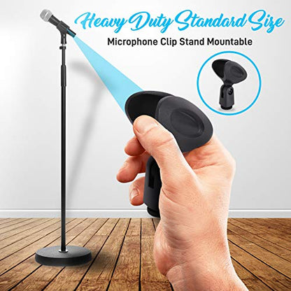 Professional Handheld Dynamic Microphone Kit - Unidirectional Vocal Wired Microphone w/Carry Bag, Metal Mic Stand, Holder/Clip & 16.4ft XLR Audio Cable to 1/4'' Audio Connection - Pyle (Charcoal) - color: Charcoal