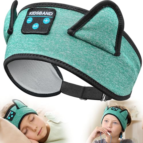 KIDSBAND Kids Headphones for Plane, Wireless Headband Adjustable, Does Not Press The Ears, Convenient for Long-Time Use, Headphones for Boys,Girls,Sleeping,School,Air Travel,Smartphones,Tablet - color: Green