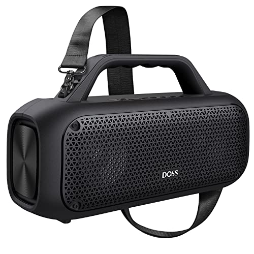 DOSS Extreme Boom Portable Bluetooth Speaker with 60W Mighty Sound-Black | 60W Deep Bass, 30H Playtime,10400mAh Power Bank, IPX6 Waterproof, TWS, BT 5.3, For Camping, Beach, Pool, Grage, Parties. - color: Black