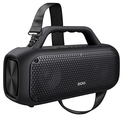 DOSS Extreme Boom Portable Bluetooth Speaker with 60W Mighty Sound-Black | 60W Deep Bass, 30H Playtime,10400mAh Power Bank, IPX6 Waterproof, TWS, BT 5.3, For Camping, Beach, Pool, Grage, Parties. - color: Black