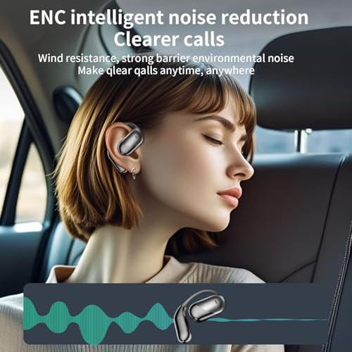 Q16 PRO Wireless Translation Earbuds with 70 Hour Bluetooth 5.4 Sports, Open wear, Wireless Bluetooth Smart Touch Screen, Ear Cup Earbuds with Ear Hooks, IPX5 Waterproof (Black) - color: Black