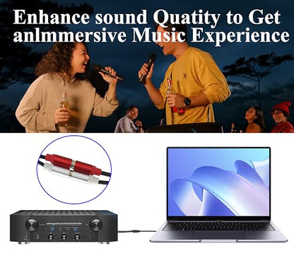 2 RCA Female Head to 3.5mm 1/8 Female Head Dual Shielded Red and White Cable Stereo Audio Auxiliary Y Splitter Adapter Sound Frequency Cable,Used for Speaker MP3 TV Phone,Etc(30 CM)