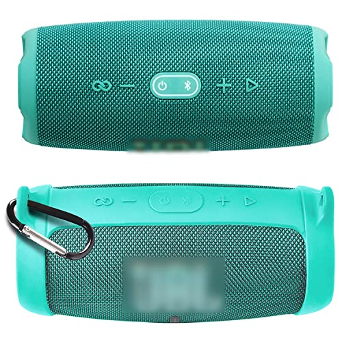 Comecase Silicone Speaker Cover for JBL Charge 5 with Strap and Carabiner | Snug Silicone Sleeve, Open-Port Design and Dual Carry Options for Travel, Camping and Daily Use, Speaker Not Included - Teal - color: Teal