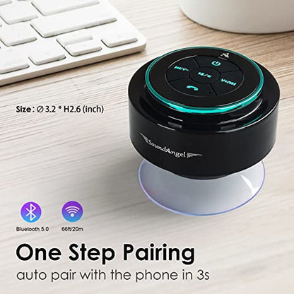 XLEADER, Upgraded, Pro Shower Speaker, Certified IPX7 Waterproof Bluetooth Speaker, with Suction Cup, Silicone Lanyard, 8W Crystal Sound&Rich Bass, 15H Playtime, Ideal Gifts - SoundAngel Mate(2 Gen) - color: A Blue