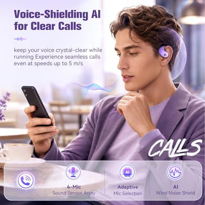 Xmenha Over The Ear Earbuds Open Ear Headphones Over The Ear Headphones | Over Ear Earbuds Air Bone Conduction Earbuds Earphones Air Bone Conducting Conduction Headphones Bluetooth - color: Purple, style: Normal