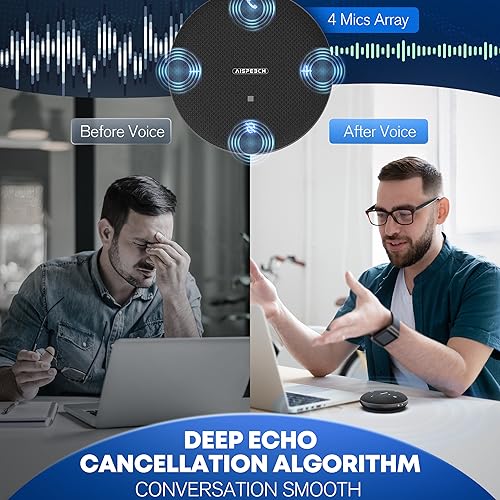 Conference Call Speaker and Microphone for Teams, Zoom, Home Office, Black | AI noise reduction, 360° voice pickup, 4-mic array, full-duplex, 16 ft range, Bluetooth, NFC, USB, up to 8 hours, mobile work - color: M4 Black, style: M4 Omnidirectional Speaker