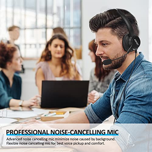 AGPTEK® Call Center Noise Cancelling USB Corded Mono Headset | Hands-Free Headset for PC Call Center, with Noise-Cancelling Mic, with Microphone, USB Plug & Volume Control