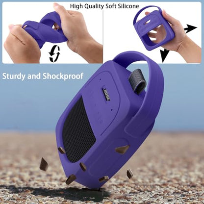 for Bose New SoundLink Micro 2nd Gen Portable Speaker Silicone Case, Purple | 1:1 Molded Fit, Shock Absorption, Metal Carabiner, Flexible Carry Handle, Anti-Slip Texture, Elastic Recovery - color: Purple Case