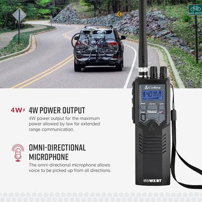 Cobra HH50WXST Handheld CB Radio - Emergency Radio with Access to Full 40 Channels and NOAA Alerts, Earphone Jack, 4 Watt Power Output, Noise Reduction and Dual Channel Monitoring, Black | Emergency Radio with Access to Full 40 Channels and NOAA Alerts, N